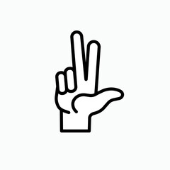Finger Icon Pointing Two. Hand Gesture in Glyph Style - Vector.