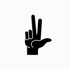 Finger Icon Pointing Two. Hand Gesture in Glyph Style - Vector.