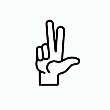 Finger Icon Pointing Two. Hand Gesture in Glyph Style - Vector.