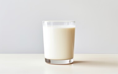 A glass of milk on a white background