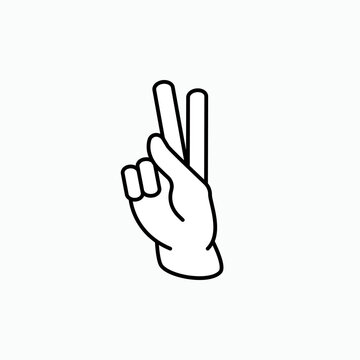 Finger Icon Pointing Two. Hand Gesture in Glyph Style - Vector.