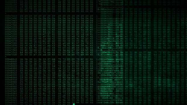 4K 3d program code moved virtual space. Data flow animation. IT, software development hacking . encrypted security code. bitcoin btc mining virtual cyber space. Programming code hacking concept.