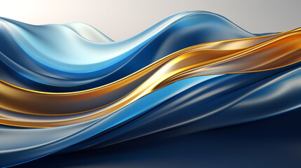 abstract golden wave background on blue for your design. Generative Ai. 