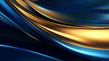 blue and gold waves, abstract background, smartphone wallpaper. Generative Ai. 