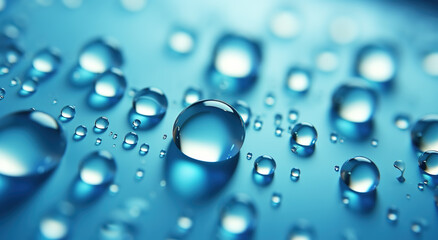 Generative AI: water drops on blue background