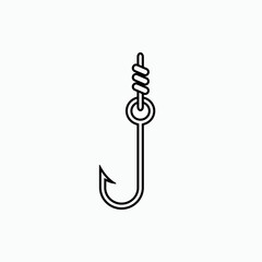 Fishing Hook Icon. Fisherman Equipment Symbol - Vector, Sign for Design, Presentation, Website or Apps Elements.  