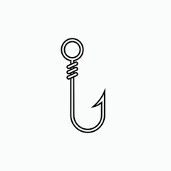 Fishing Hook Icon. Fisherman Equipment Symbol - Vector, Sign for Design, Presentation, Website or Apps Elements.  