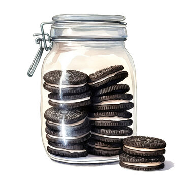 Jar Of Oreo Cookies Clipart Isolated On Transparent Background.