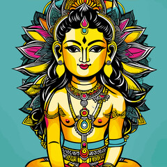 pop art cool modern tradicional hindu god illustration