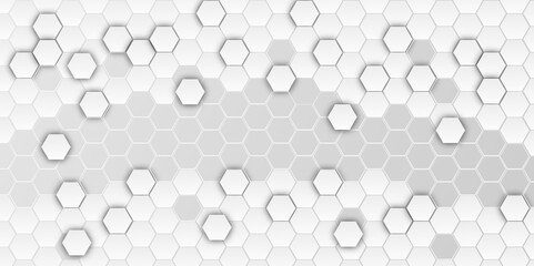 Hexagonal abstract white background. Hexagonal gaming vector abstract tech background.	