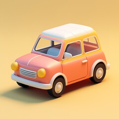 Isometric view of cute vintage car. Made with Generative AI.