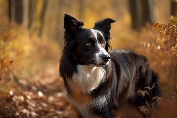 border collie dog in the woods - generative ai