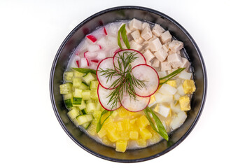 okroshka on white background for online restaurant menu