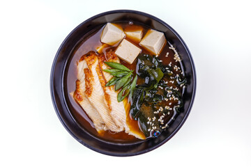 eel miso soup on white background for online restaurant menu