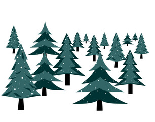 Christmas trees or pine trees on the white background