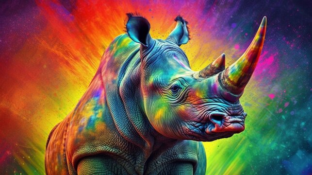 Painting showcasing a rhino
