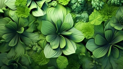 Panoramic abstract illustration of green flowers