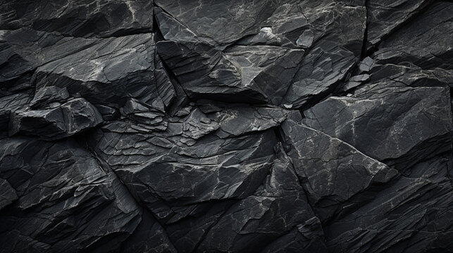 Abstract black rock background with dark gray stone texture