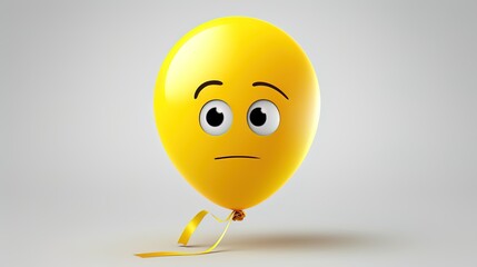 3D illustration of a yellow balloon emoji with a confused expression, generated by AI