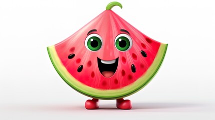 Fototapeta premium Watermelon emoji fruit character, generated by AI