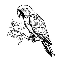 Parrots silhouette, Parrots mascot logo, Parrots Black and White Animal Symbol Design, Bird icon.