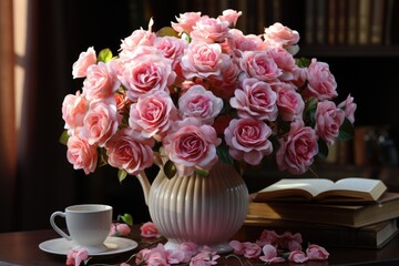 Obraz na płótnie Canvas Roses in a vase. Generative AI
