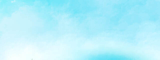 sunny sky blue light watercolor background. Aquarelle painting brush effect card paper textured canvas cloudy smoke space for text, entertaining card, template. aquamarine color graphics illustration