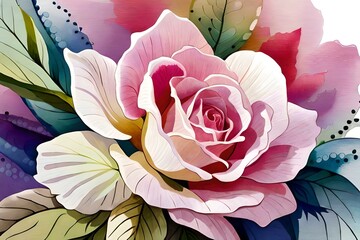 Multi color splash art of a rose flower , By Generative AI technology