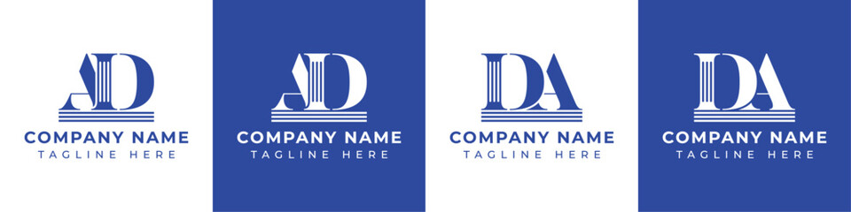 Letter DA and AD Pillar logo, suitable for business with AD or DA related to Pillar. - obrazy, fototapety, plakaty