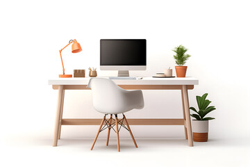 3D render of a design workspace on a white background.