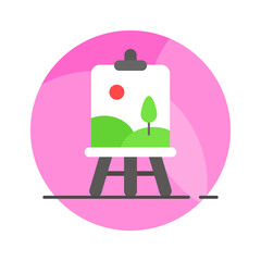 Obraz premium Landscape canvas painting vector in modern flat style, ready to use icon