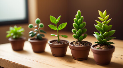 Bonsai miniature succulent plants. 