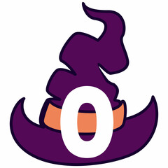 Number 0 Halloween wizard hat.