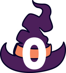 Number 0 Halloween wizard hat.
