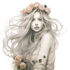 Fototapeta premium Line drawing A beautiful and stylish woman Generative AI