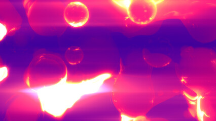 purple translucent diamond bubbles shining with horizontal flares - abstract 3D rendering