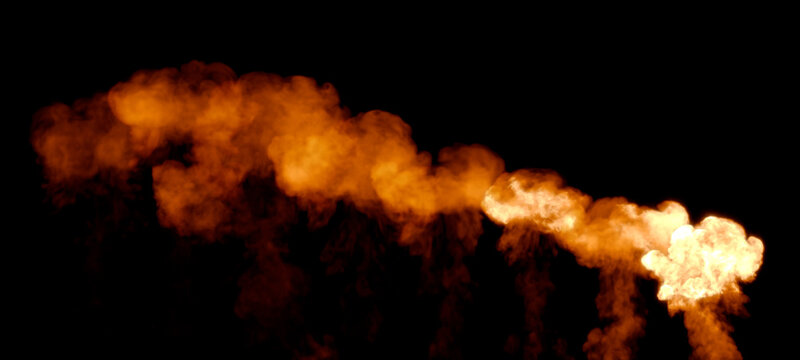 Series of powerful explosions with fire, isolated - object 3D rendering