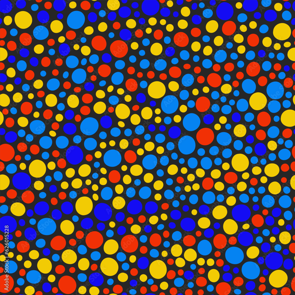 Poster bright contrast colored circles background, seamless pattern. vector simple repeatable backdrop. fes