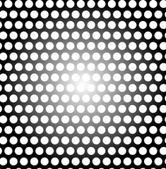 Abstract vector geometric pattern in the form of white circles located on a black metallic background