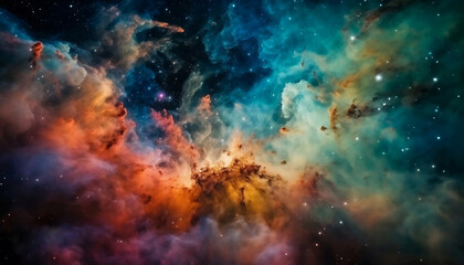 Beautiful Nebula stardust image. Galaxies and gases clouds in a deep space. 