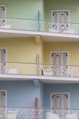 Pastel coloured building facade  - 626016615