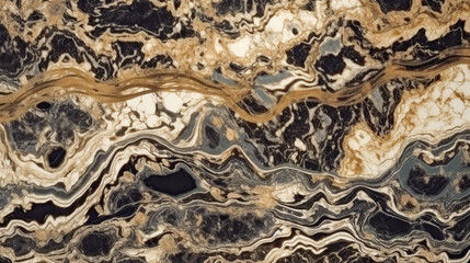 Styled black and gold marble background loft design, empty pure wallpaper. Generated AI.