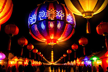 a joyful wind lantern festival Generative Al