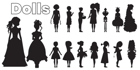 Set of silhouette dolls vector illustration