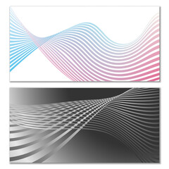 Wavy lines or ribbons. Multicolored striped gradient. Creative unusual background with abstract gradient wave lines for creating trendy banner, poster. Vector eps