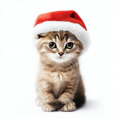 Whiskers in Santa Hat: Beautiful Christmas Cat, Generative AI