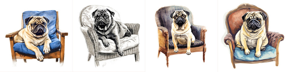 High resolution picture of a pug dog White background to make the dog stand out Perfect for dog...