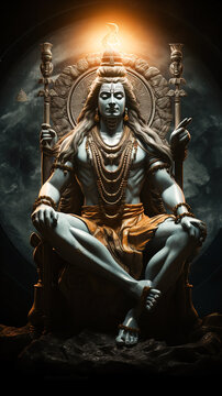 Lord Shiva in Meditation with Magical Lights