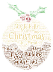 Christmas Pudding Word Cloud - Christmas Word Cloud Art - Christmas Holiday Words
