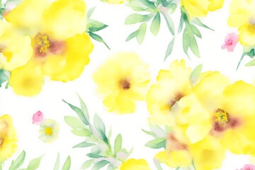 photo yellow flowers watercolor patterns, generative ai